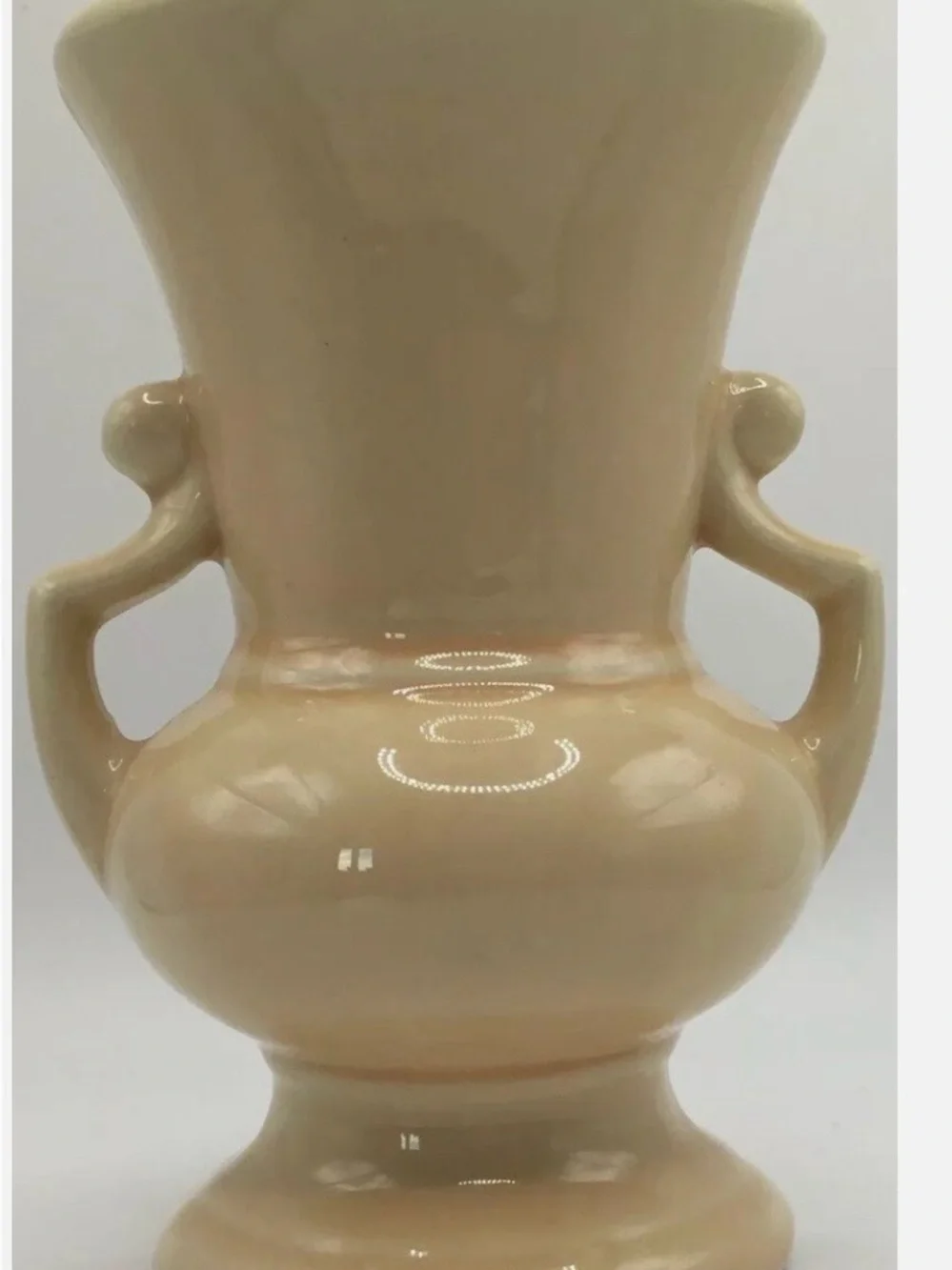 Vintage McCoy Vase Cream /Peach with double Handles 1940s USA